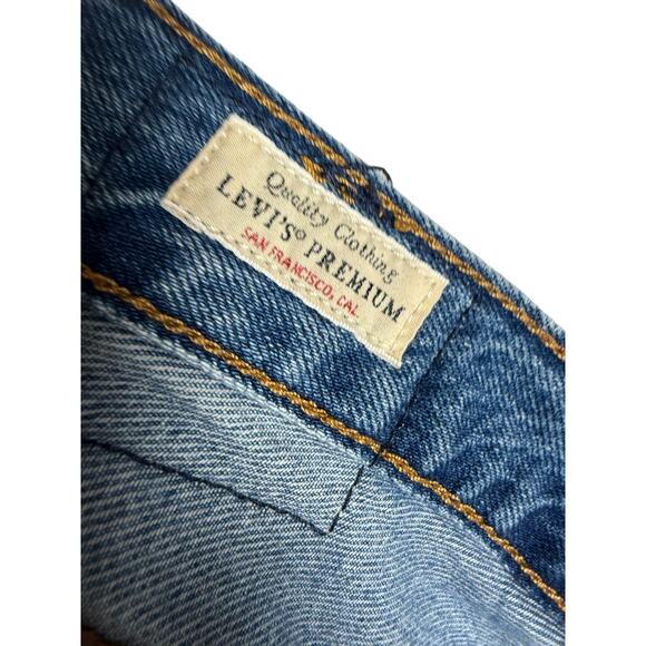 Levi’s Baggy Dad Straight Leg Distressed Denim Blue Jeans Women’s Size 27 - Picture 10 of 11